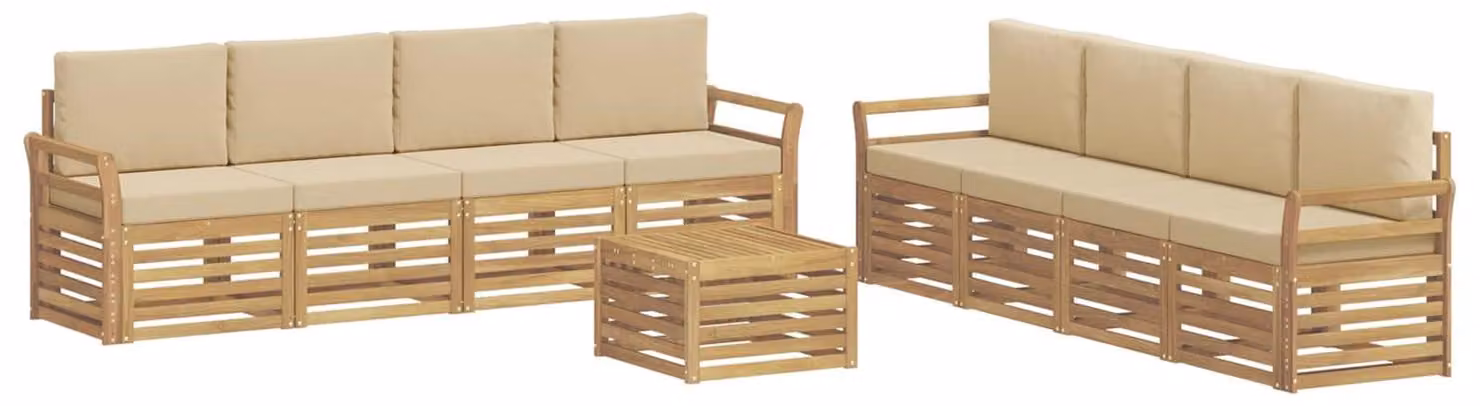 Set di pouf componibili, 9 pezzi, colore beige, dimensioni 59 x 59 x 37 cm, materiale: poliestere