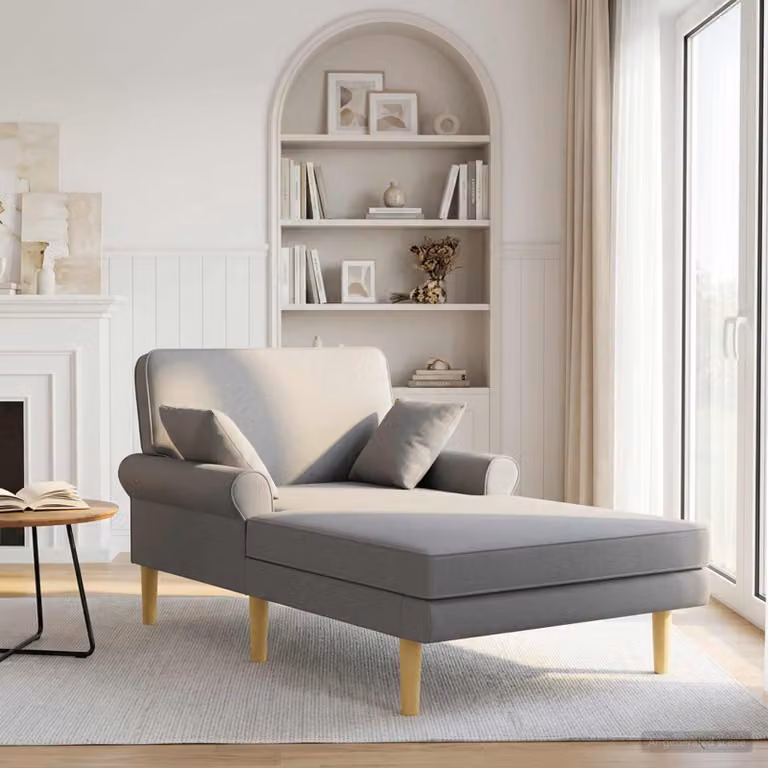 Chaise longue moderna vidaXL in tessuto grigio con cuscini inclusi e coperture rimovibili, L: 174 cm, P: 106 cm, H: 86 cm