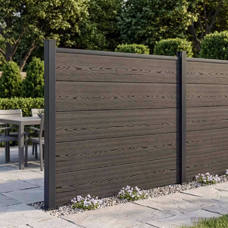 Set di recinzione vidaXL in WPC e alluminio, colore nero e marrone, L: 180 cm, H: 105 cm