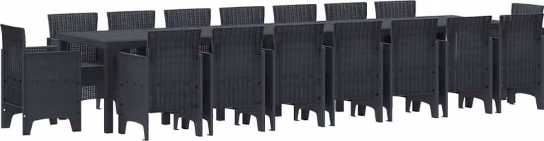 Set da pranzo da giardino con cuscini 17 pcs Antracite PP