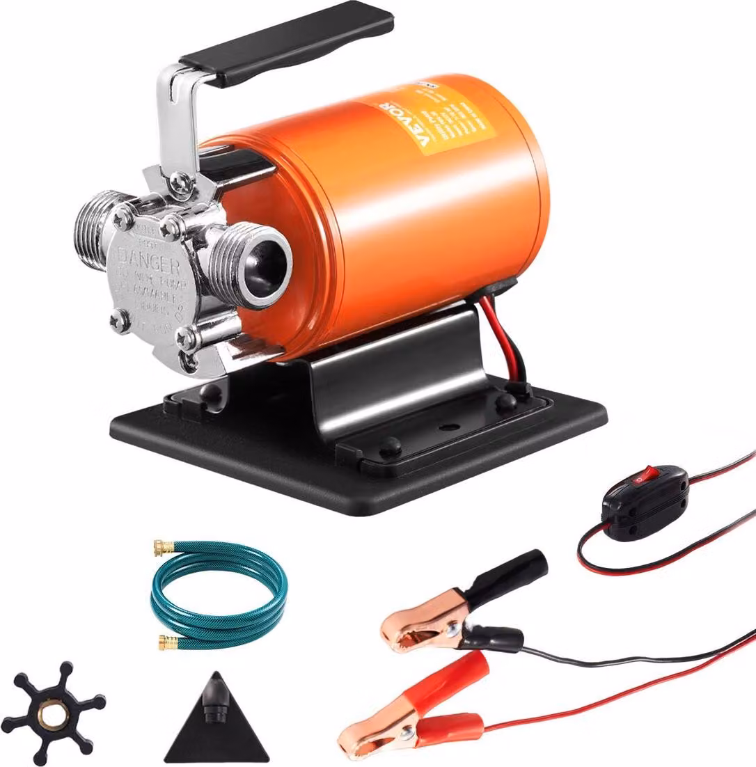 Pompa portatile per trasferimento dell'acqua Pompa multiuso 12 V 360 GPH 1/10 HP Tubo flessibile