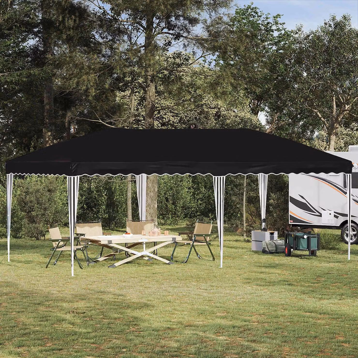 Maison Exclusive - Tenda pop-up per feste, dimensioni 575 x 290 x 245 cm, colore nero