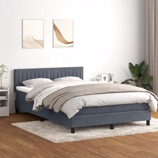 Letto a Molle con Materasso e LED Grigio Scuro 160x210 cm 3317080