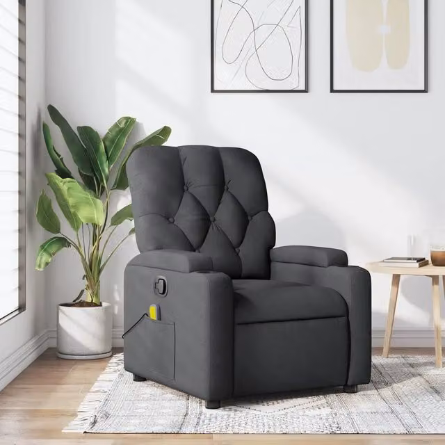 Poltrona reclinabile relax vidaXL in tessuto grigio con braccioli e leva manuale
