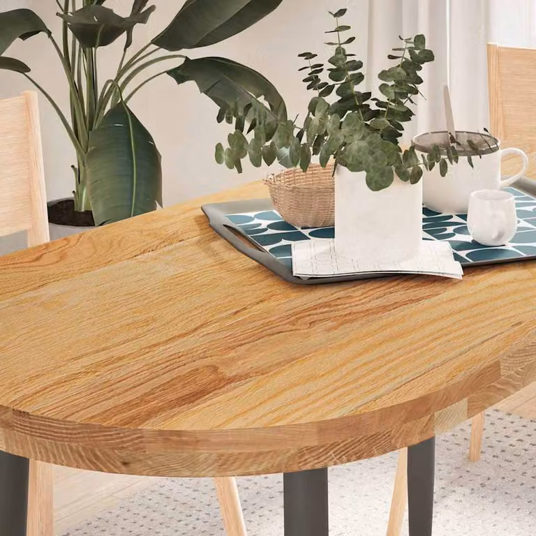 Piano Tavolo Ovale in Rovere Massello Marrone Chiaro vidaXL L: 120 cm, P: 60 cm, H: 4 cm