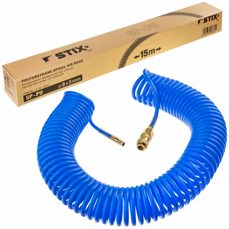 Tubo a spirale STIXPoliuretano8/5 mm 15m tubo aria compressa 10 bar Poliuretano blu