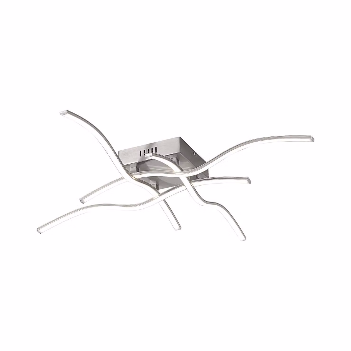 Plafoniera LED, argento, design a onda, L 78 cm