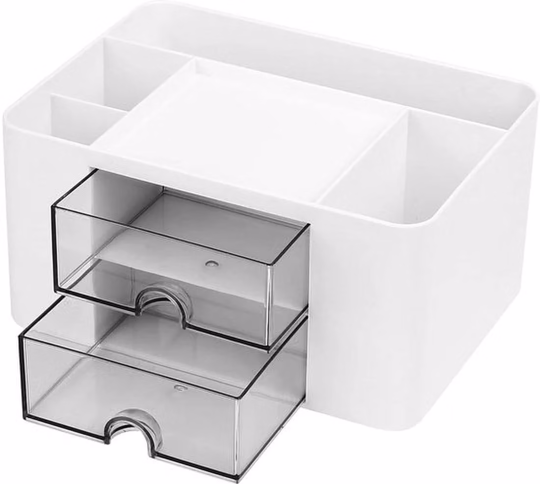 Azomor: organizer da scrivania multifunzionale con scomparti e cassetto, per l'ufficio e la casa