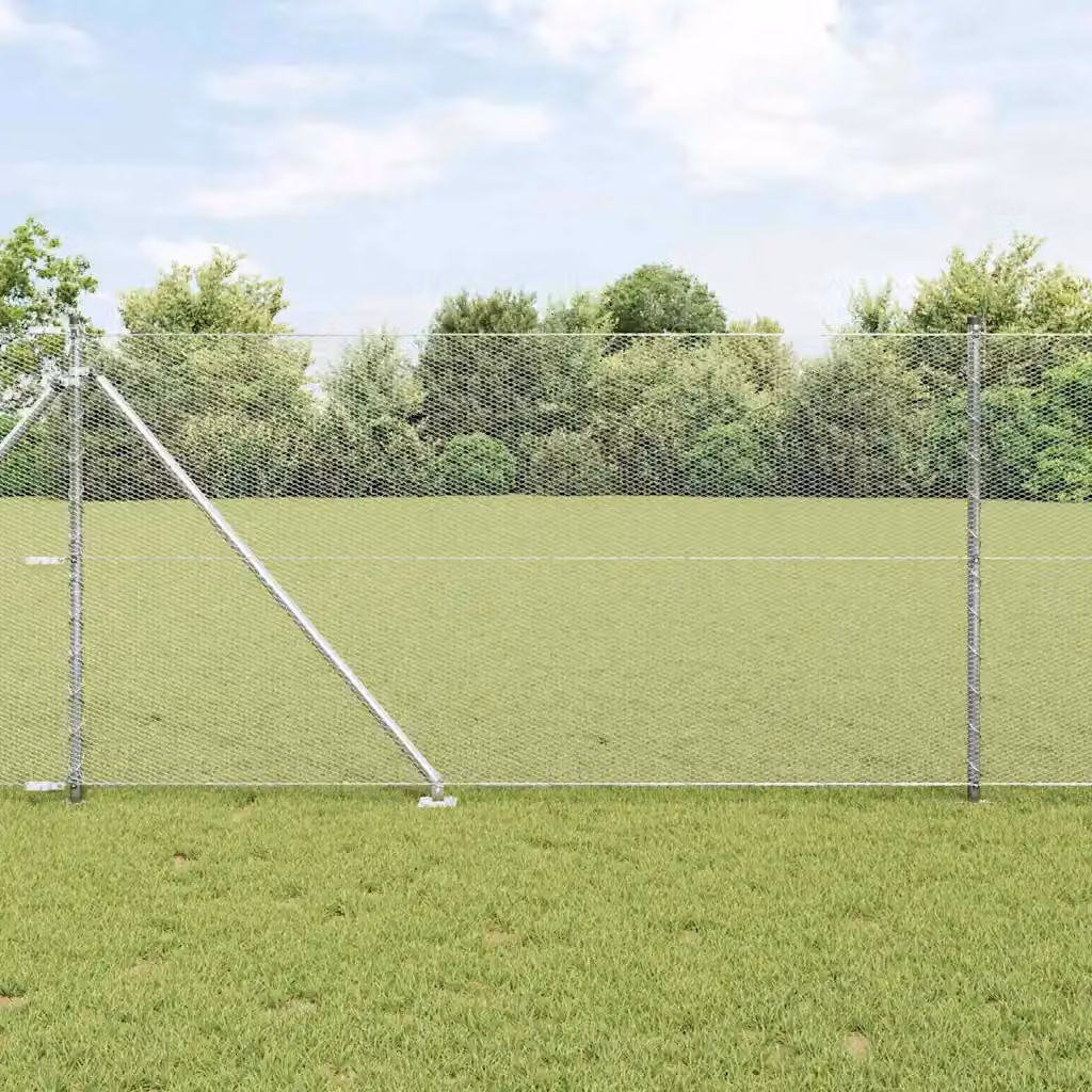 Recinzione esagonale con palo vidaXL in acciaio zincato Argento L: 50 cm, H: 1 m – 1