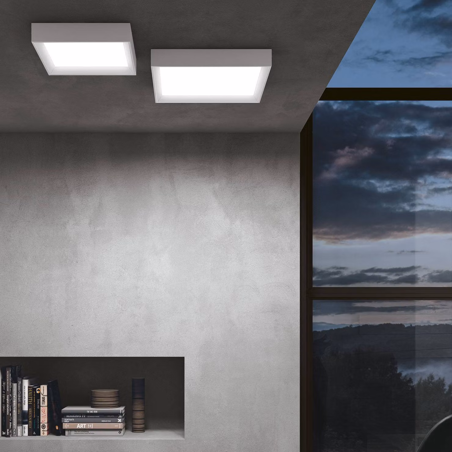 Linea Light Plafoniera a LED Tara Q, Bianco / Opale, Corridoio, Alluminio, Moderno, Plafoniera LED