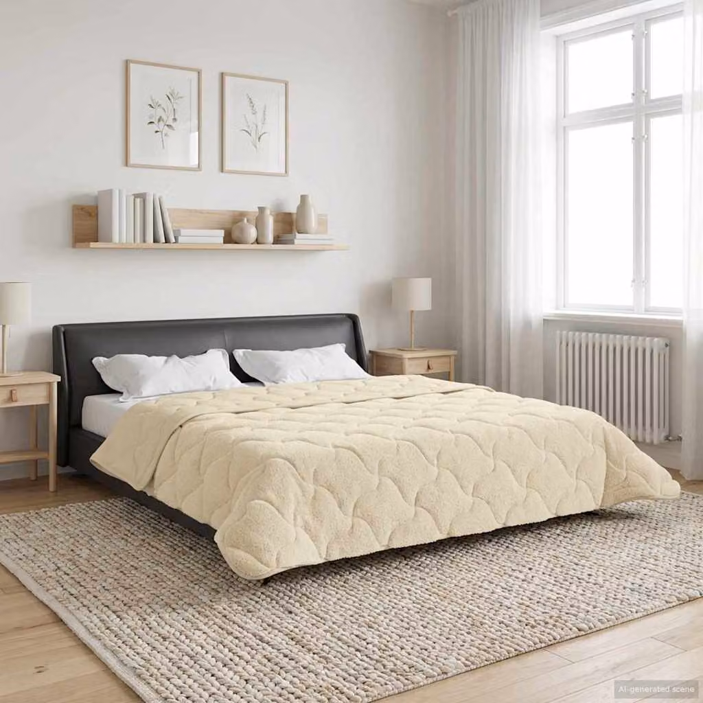 Piumino estivo reversibile vidaXL in microfibra traspirante, Beige, L: 240 cm x P: 260 cm