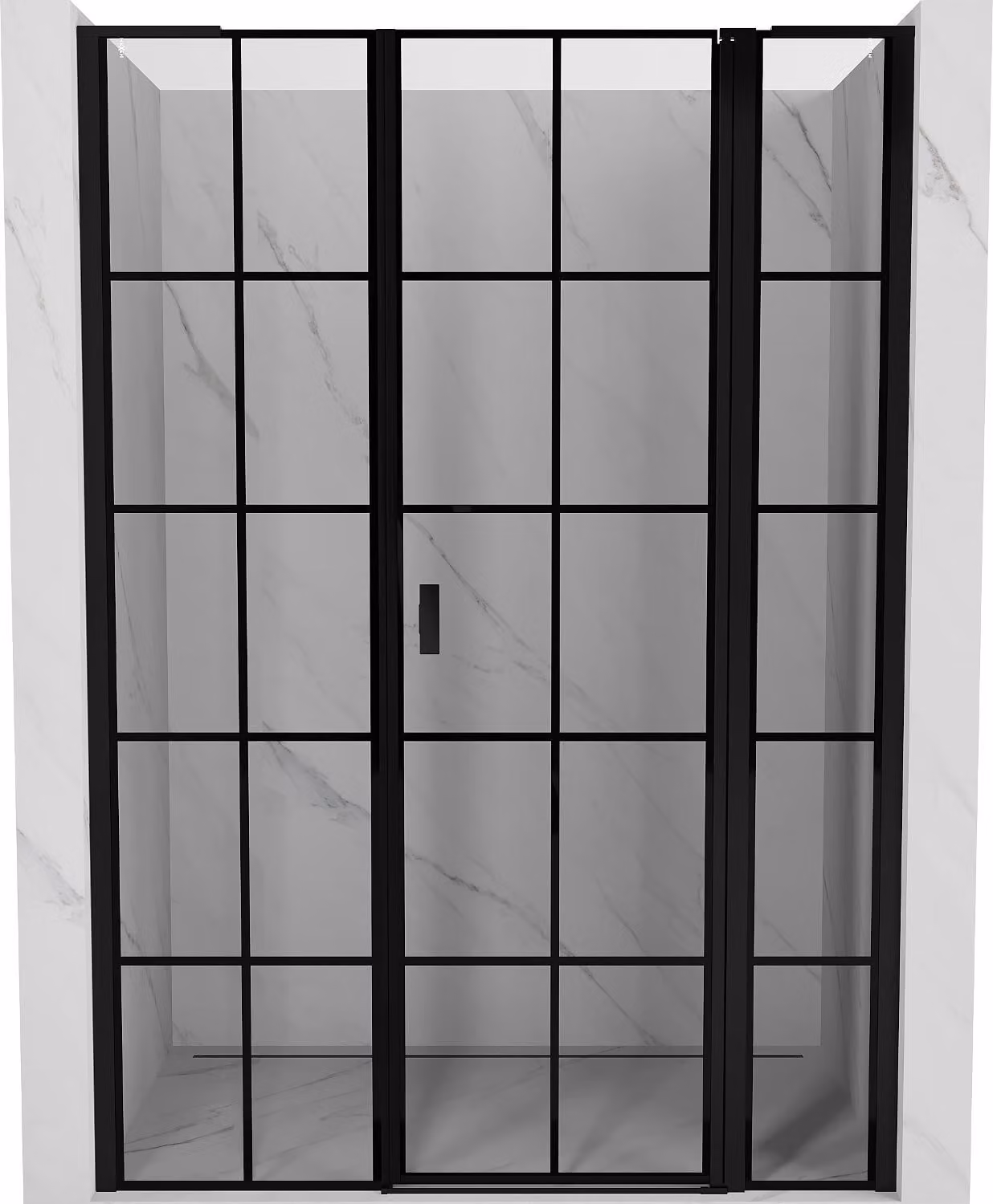 Mexen Mist L porta doccia a battente destra 150 cm, griglia nera, nera - 8A4L-150-001-70-77-P