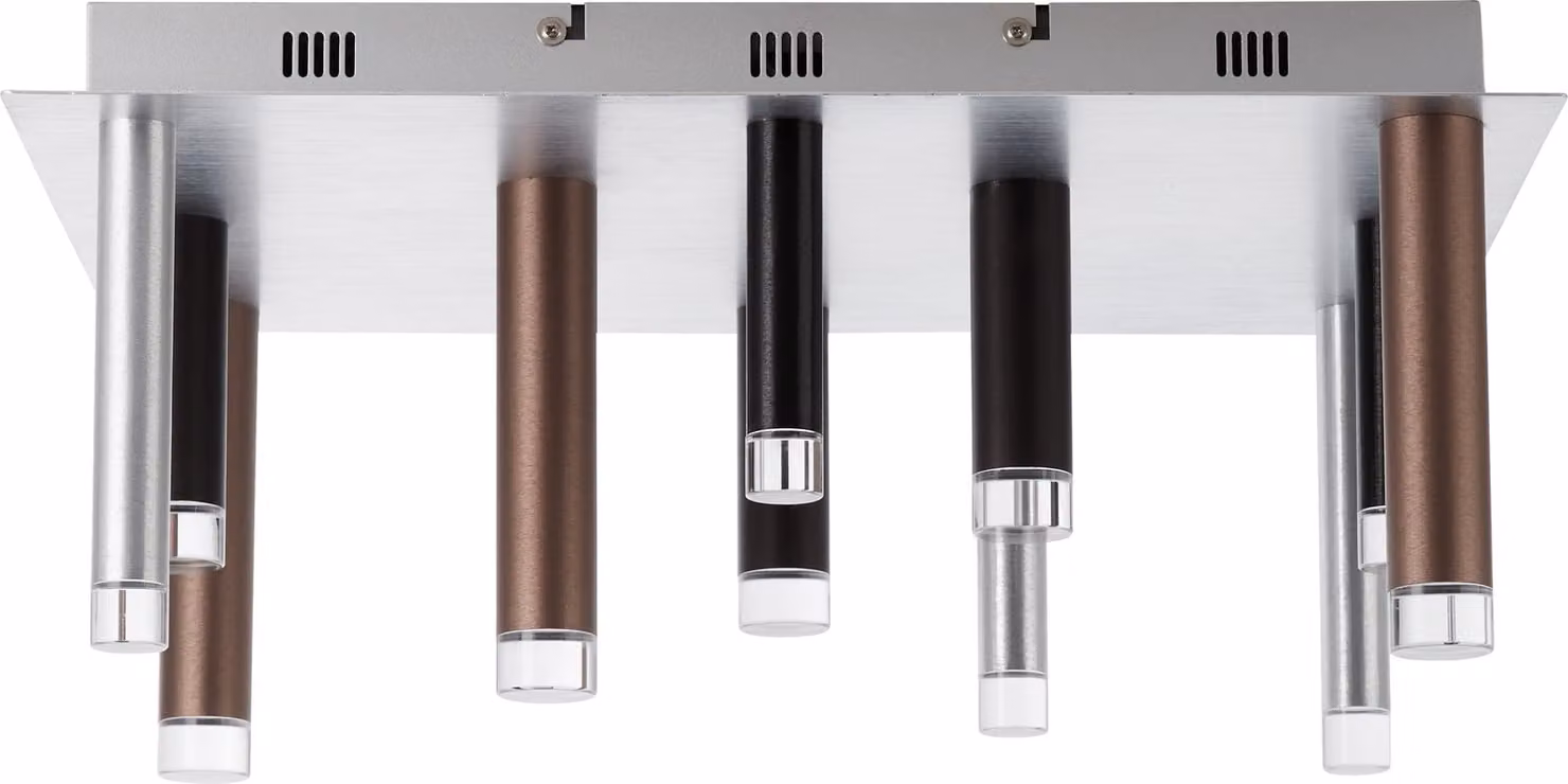 BRILLIANT Lampada Cembalo LED da soffitto angolare a 12 luci, marrone/caffè | 12 LED da 4 W integrati, 306 lm, 3000 K | Regolabile in 3 livelli tramite interruttore a muro | A risparmio energetico e di lunga durata grazie all'utilizzo di LED