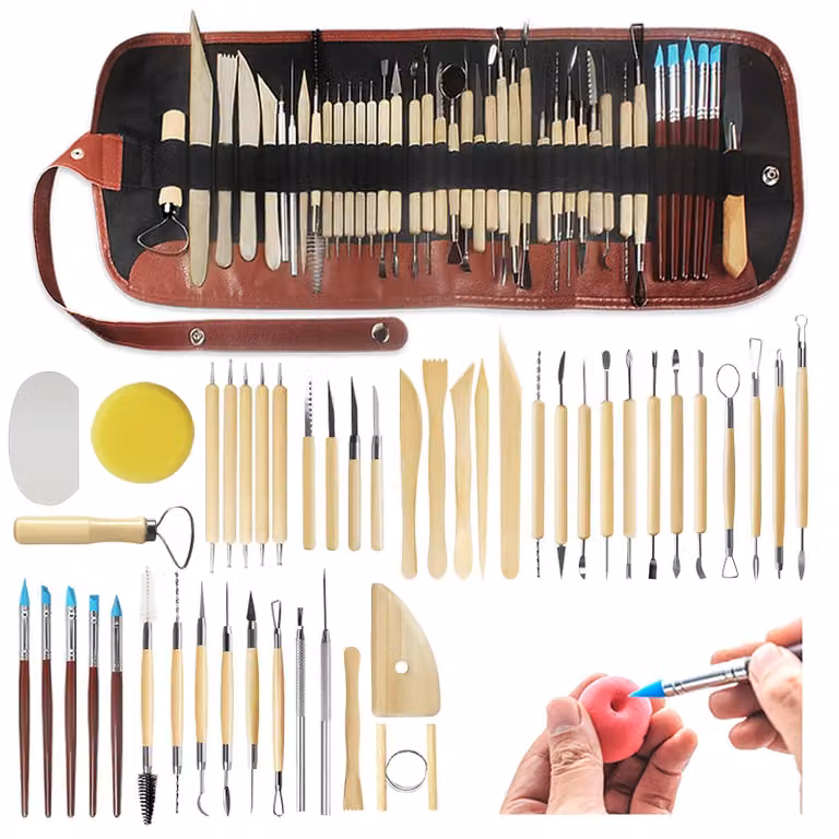Omgoods - Set di 46 utensili per la modellazione della creta, con custodia
