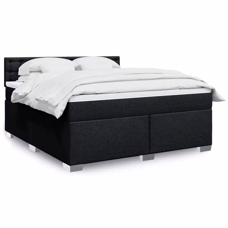 vidaXL Giroletto a Molle Ibrido con Materasso in Tessuto Nero L/P: 180 x 200 cm