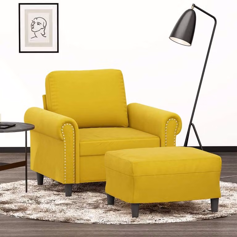 Maison Exclusive - Poltrona con poggiapiedi giallo, 60 cm, velluto