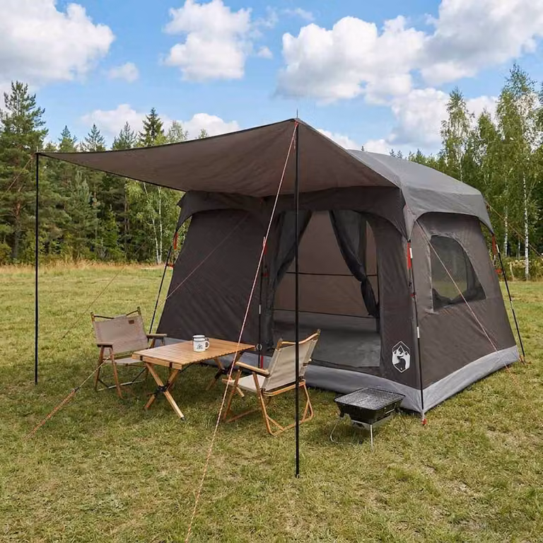 Tenda Familiare vidaXL per 8 Persone in Poliestere, Marrone e Grigio