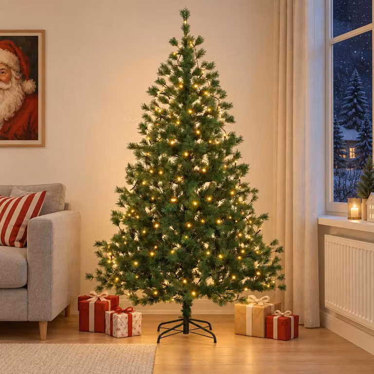 vidaXL Albero di Natale Artificiale con Rami Pieghevoli 210 cm 300 LED