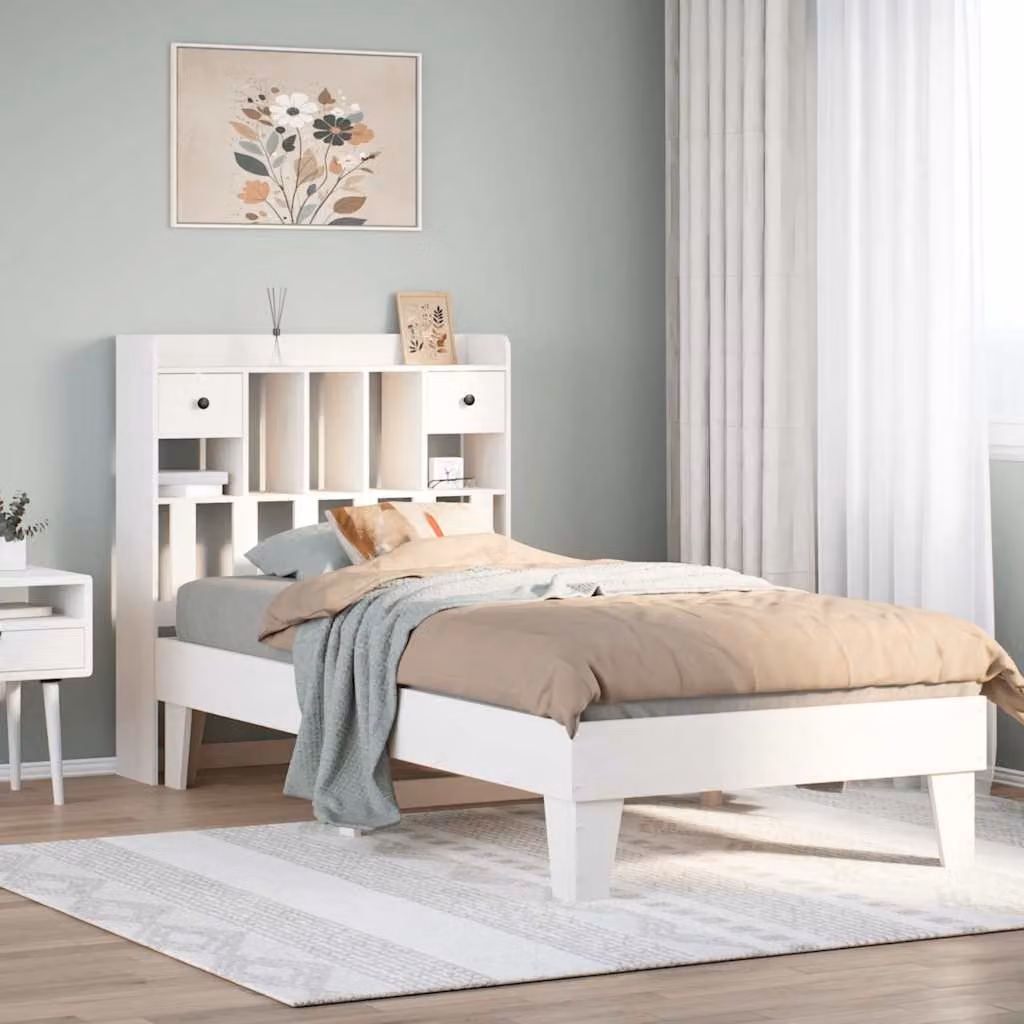 Letto singolo vidaXL in legno massello di pino bianco con cassetti L/P/H: 226.5 x 96.0 x 110.0 cm – 1