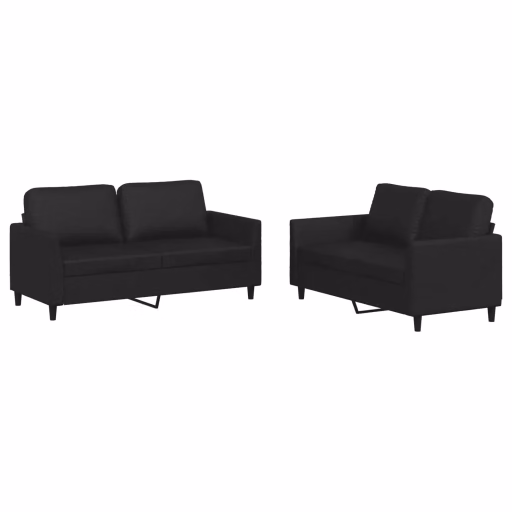 Set di 2 divani moderni vidaXL in similpelle nera con cuscini inclusi – 2