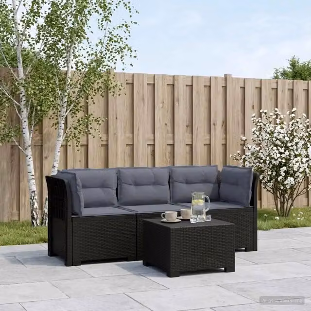 Divano da esterno-Divano da Giardino 3 posti con cuscini in look rattan PP 663557