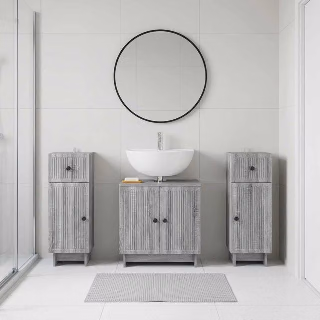 Set di armadietti da bagno in 3 pezzi EDE Sonoma grigio 3417987
