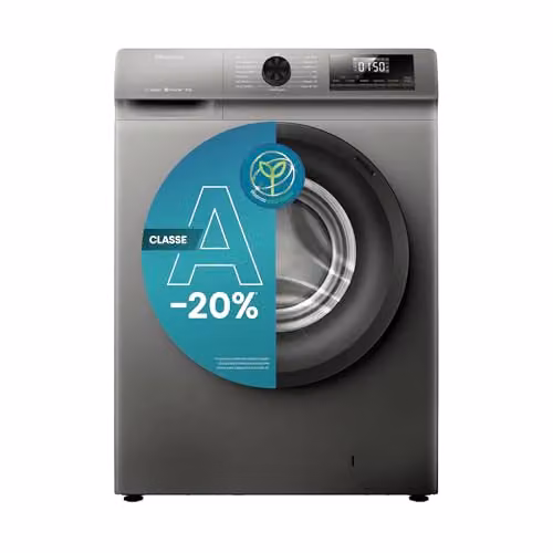 Hisense WF1Q8041BT – Lavatrice 8 kg, Classe A‑20%, Steam Wash, Motore Inverter, Programma Rapido 15’, Drum Clean, Partenza Ritardata, Display LED, Hygiene Guard, Alta Sostenibilità