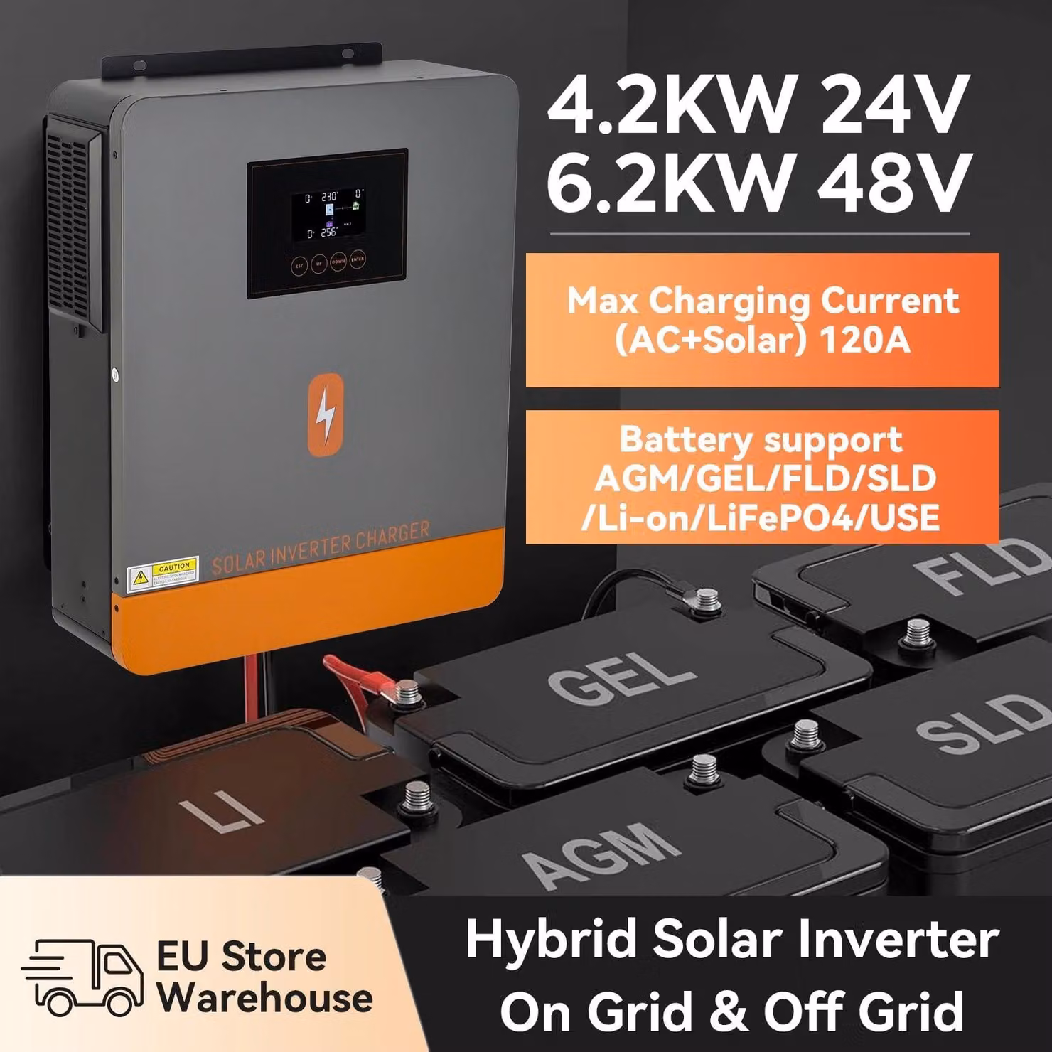 Inverter solare ibrido con regolatore di carica MPPT e sistema off-grid da 4,2 kW, con onda sinusoidale pura