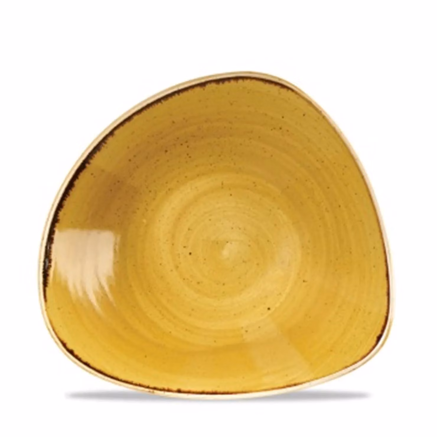Piatto fondo triangolare in porcellana giallo stone, diam. 24cm, 12 pezzi