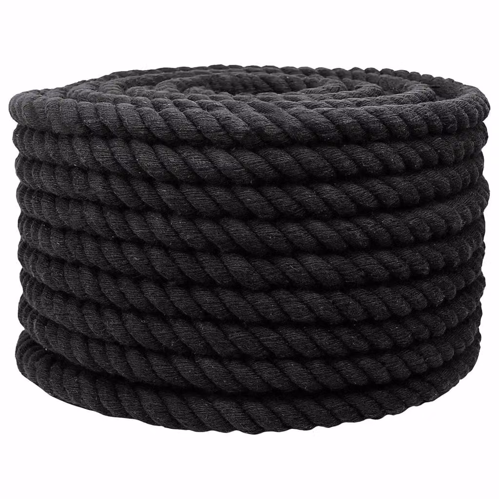 Corda in fibra naturale vidaXL in cotone nero, Diametro: 24 mm, Lunghezza: 50 m – 2