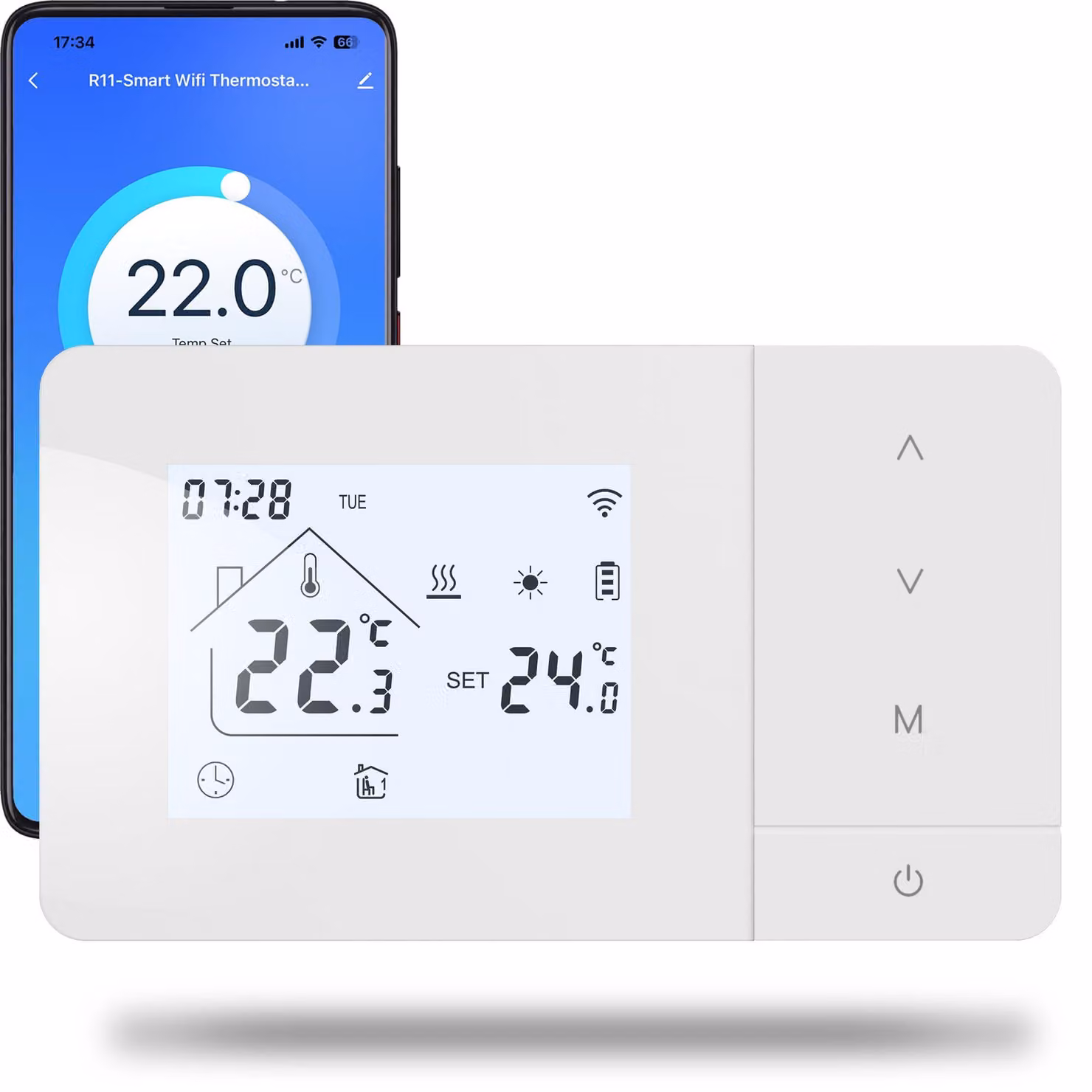 Termostato Wi-Fi a 2 fili, programmabile giornalmente, compatibile con caldaie a gas e con controllo vocale