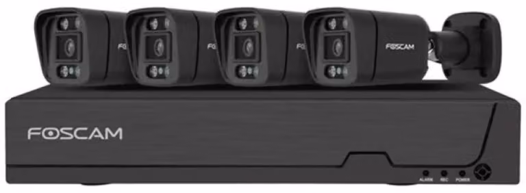 Set telecamera PoE Foscam FNA108E-B4-2T-B, NVR a 8 canali, 2 TB, nero