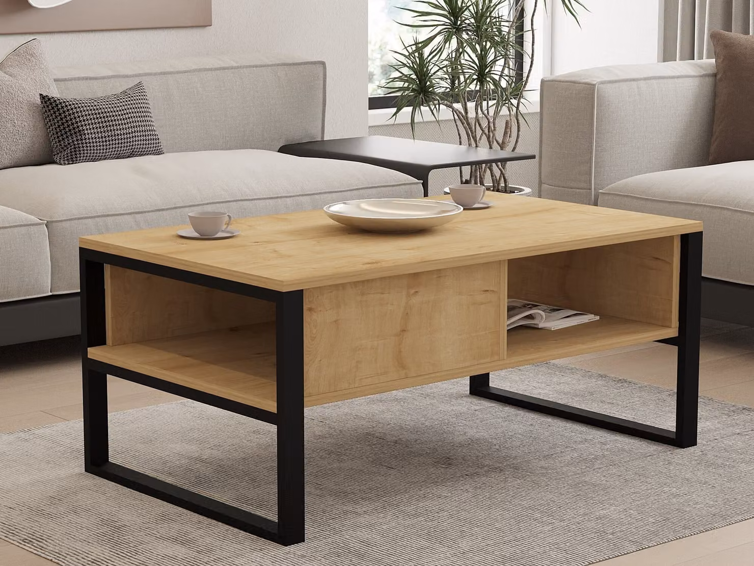 Skye Decor, Devon Orta- Sapphire Oak, tavolino, rovere zaffiro, 100% pannelli truciolari rivestiti in melamina, 100 x 44 x 60 cm