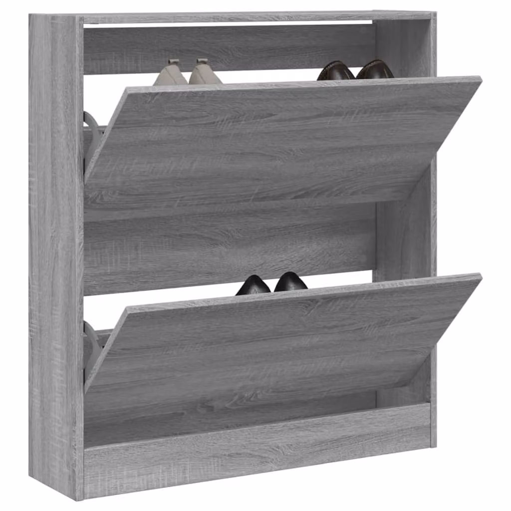 Scarpiera moderna vidaXL in legno multistrato grigio, sospesa a parete, L: 80 cm, P: 21 cm, H: 87,5 cm