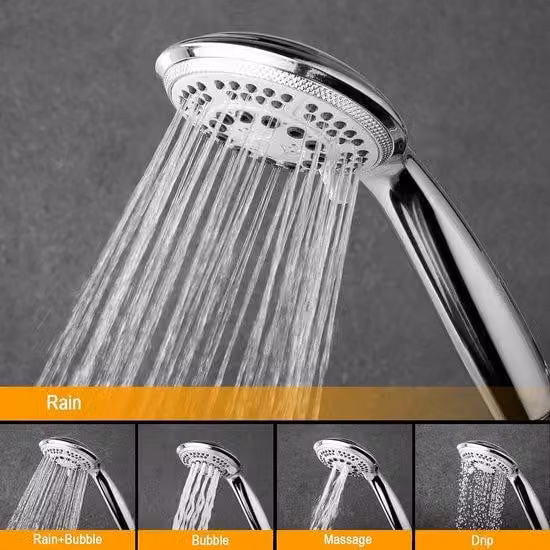 Doccetta da 120 mm, a risparmio idrico, 5 tipi di getto, cromata