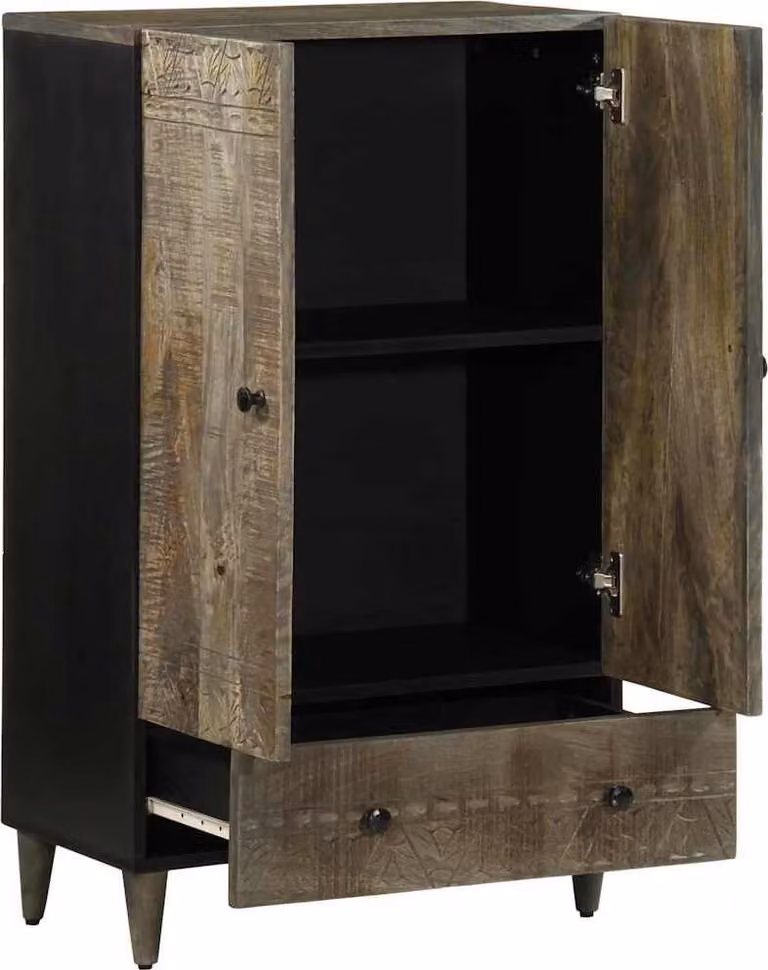 Credenza 60x33x100 cm in Legno Massello di Mango