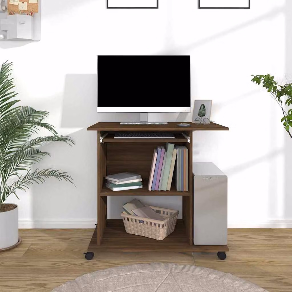 Scrivania Computer moderna vidaXL in legno e MDF marrone L: 80 cm, P: 50 cm, H: 75 cm