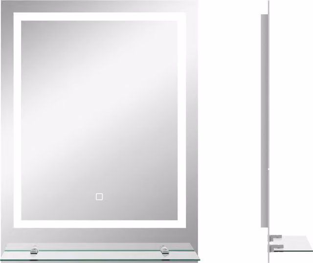 Specchio rettangolare luminoso con LED da parete per bagno kleankin, Trasparente, L: 70 cm, H: 50 cm, P: 2.7 cm