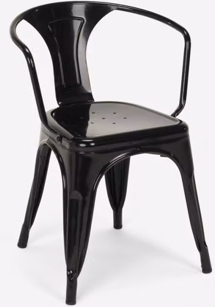 Sedia in stile industriale con braccioli in acciaio per cucina e bar Steel Arm - Nero