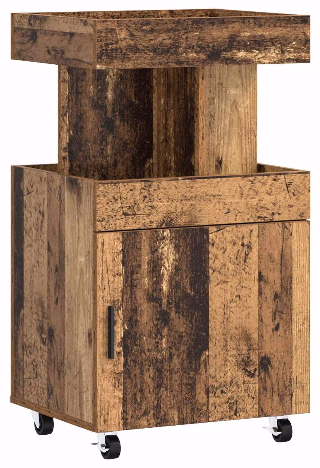 Carrello bar in legno di quercia, dimensioni 50 x 41 x 89 cm, realizzato in materiale composito di legno