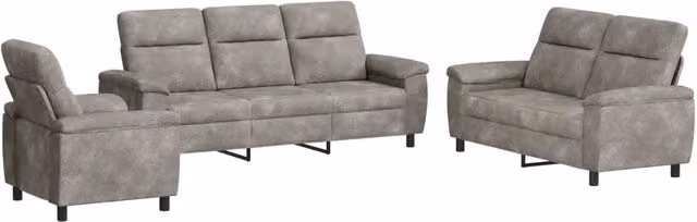 Set di divani 3 pcs Grigio Chiaro Pelle Scamosciata Sintetica 3430663
