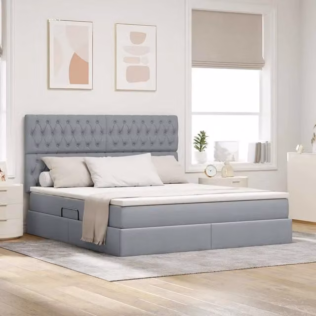 Letto con contenitore e materasso Grigio chiaro 180 x 200 cm 3371859