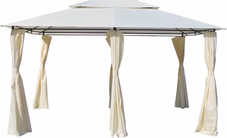 The Living Store gazebo con tende 4x3 m bianco