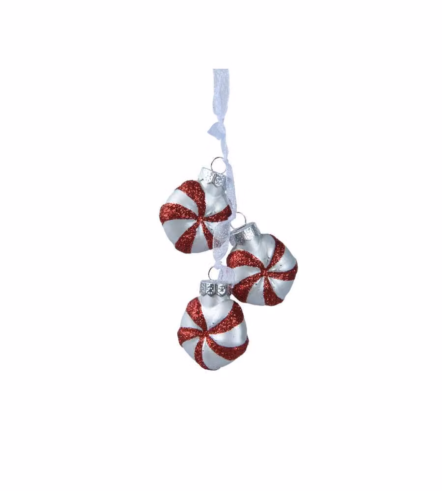 Kaemingk Addobbi Natale - Vetro Rosso Glitter - Set di 2
