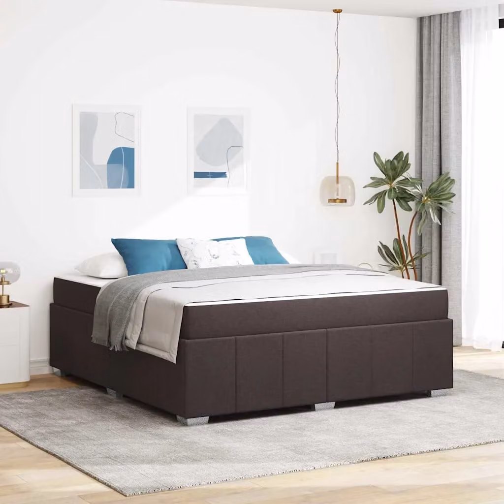 Struttura del letto moderna vidaXL in tessuto e legno marrone con doghe in legno L: 180 cm, P: 200 cm, H: 66 cm