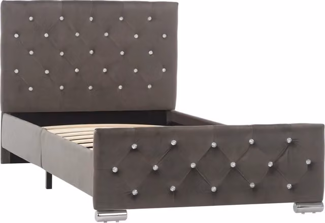 Letto singolo | Letto per adulti | Giroletto Grigio in Velluto 90x200 cm
