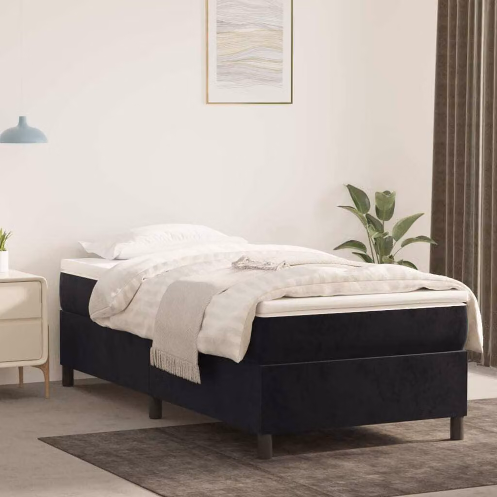 Maison Exclusive - Giroletto a Molle con Materasso Nero 90x200 cm in Velluto