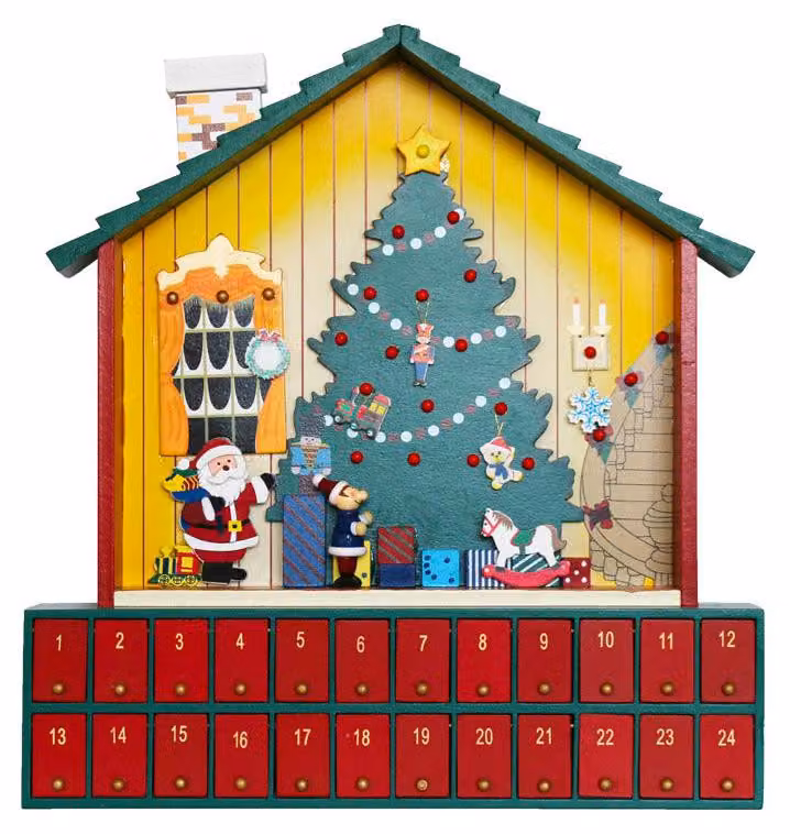 Calendario dell'Avvento 41x7x39 cm in Legno