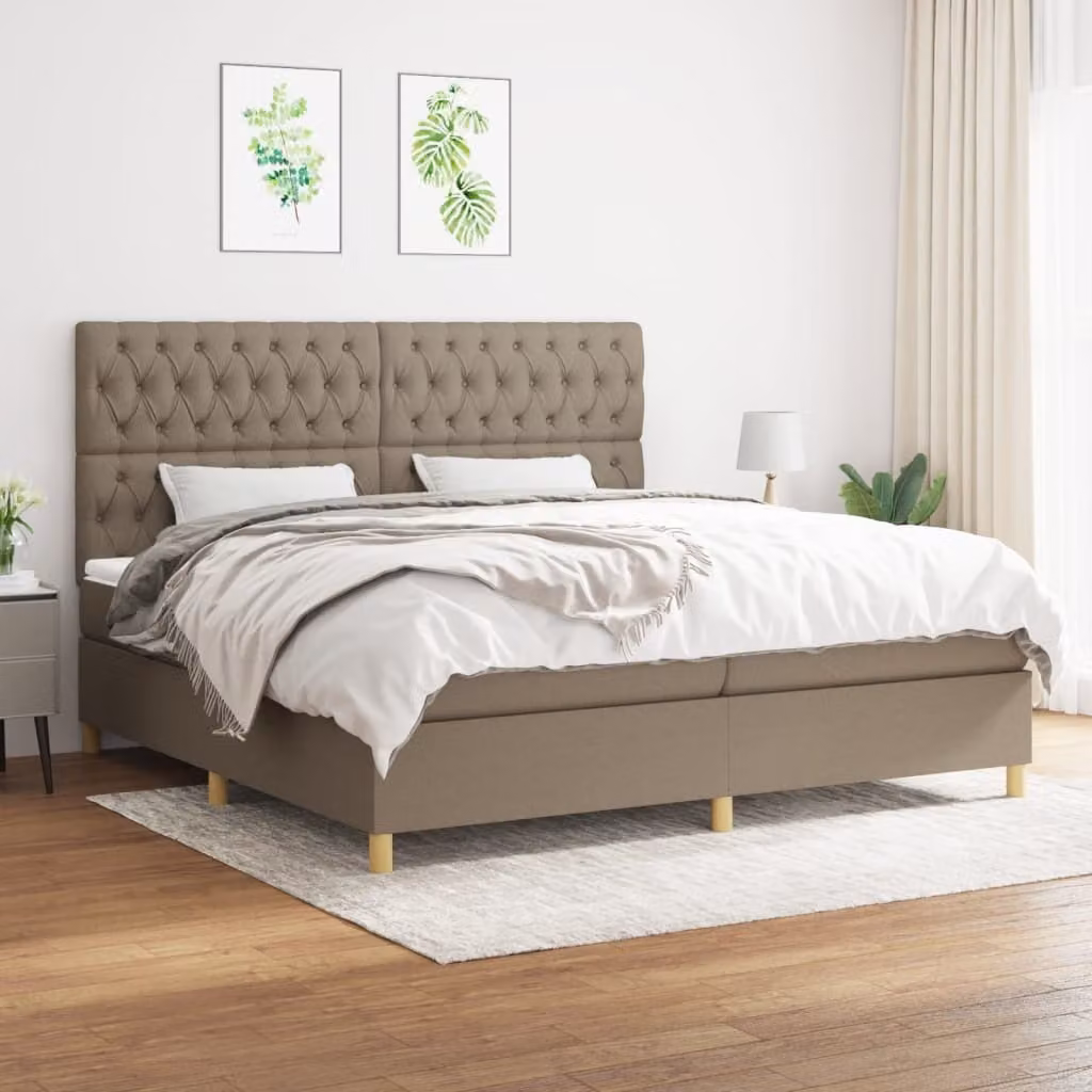 Maison Exclusive - Giroletto a Molle con Materasso Tortora 200x200 cm in Tessuto