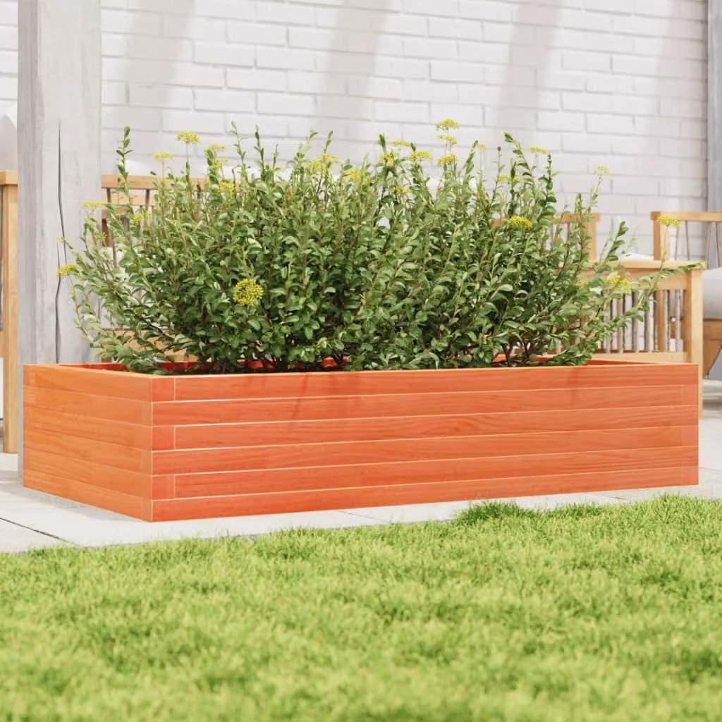 Fioriera da giardino vidaXL in legno di pino marrone, ideale per orto o piante ornamentali, L 110 x P 60 x H 23 cm